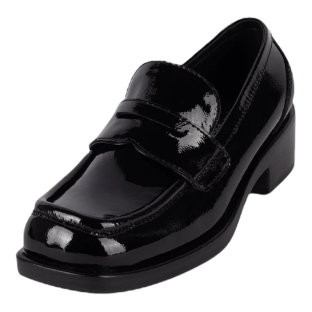New JEFFREY CAMPBELL Sorbonne Black Crinkle Patent Leather Penny Loafer | Sz 10 - Picture 3 of 9